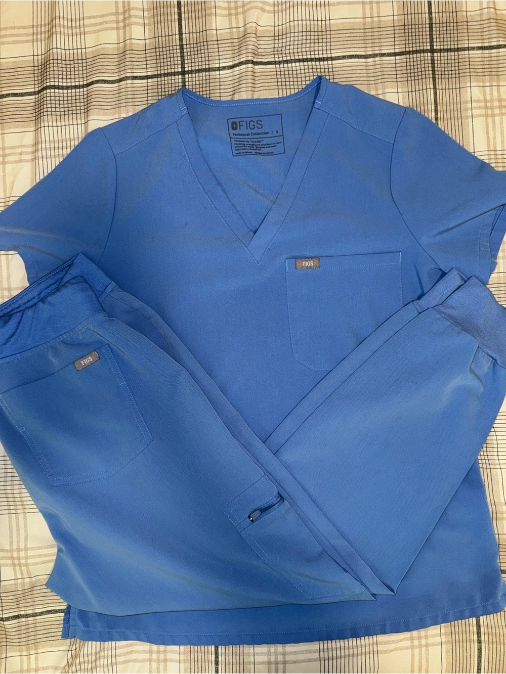 FIGS women Cobalt Blue V-Neck Scrub Set Top